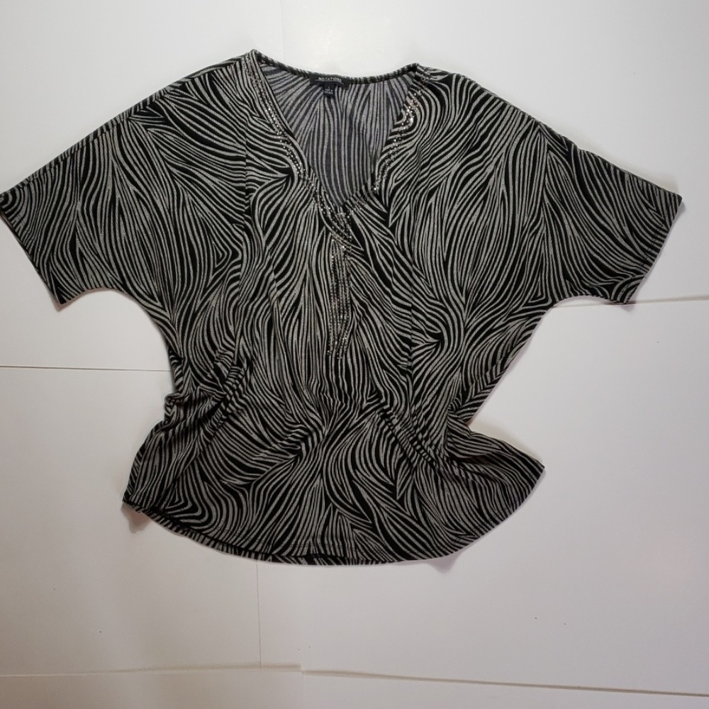 Black And Gray Animal Print Top Size L